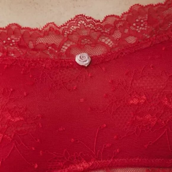 NWT UO Out From Under Just Peachy Floral Lace Red Bra Top - Picture 3 of 5